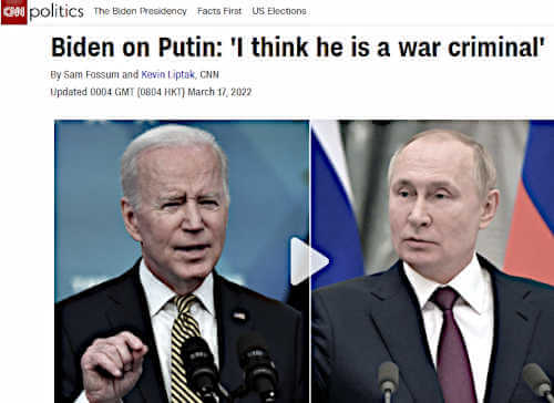 Ucraina, Svolta di Biden: "Putin è un Criminale di Guerra"